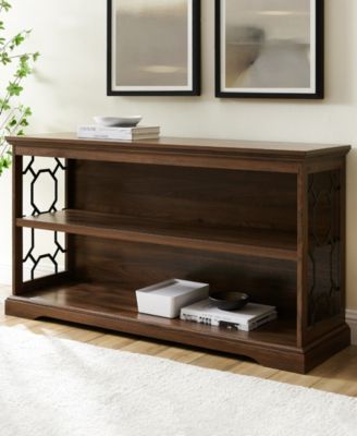Walker Edison Lateral Bookshelf with Decorative Metal Sides