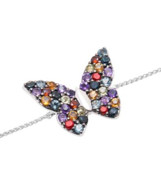 Multi-Gemstone Butterfly Bolo Bracelet (7/8 ct. t.w.) in Sterling Silver