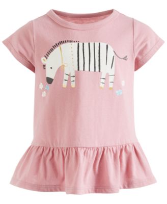 Baby Girls Zebra Peplum Cotton Top, Created for Macy's 