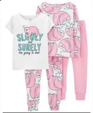 Carter's Baby Girls 4-Pc Sloth-Print Cotton Pajamas Set