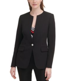 X-Fit Solid Single-Button Collarless Blazer