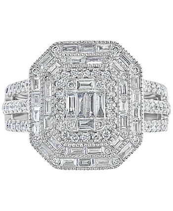 EFFY Collection - Diamond Halo Cluster Statement Ring (1-1/8 ct. t.w.) in 14k White Gold