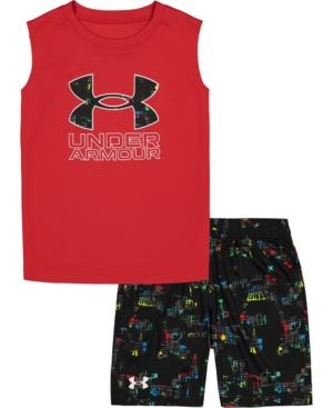Little Boys Abstract Force Sleeveless Logo Tee and Shorts Set