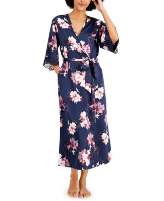 INC International Concepts Lace-Trim Floral-Print Robe, Created for ...