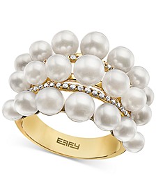 EFFY® Cultured Freshwater Pearl (3-1/2 mm- 5 mm) & Diamond (1/5 ct. t.w.) Multirow Ring in 14k Gold