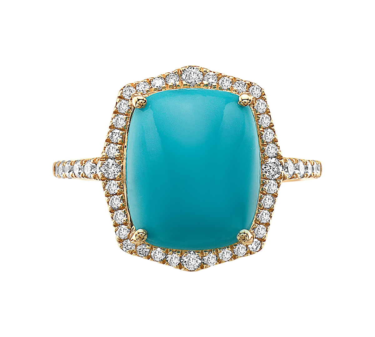 Effy Collection Effy Turquoise & Diamond (3/8 Ct. T.w.) Halo Ring In 14k Gold In 14k Yellow Gold