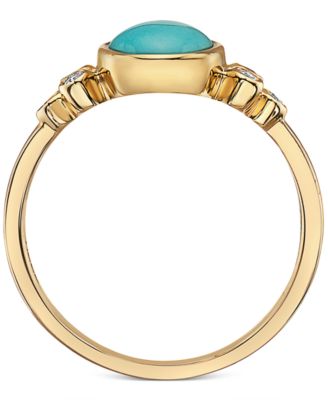 EFFY&reg; Turquoise & Diamond (1/10 ct. t.w.) Ring in 14k Gold
