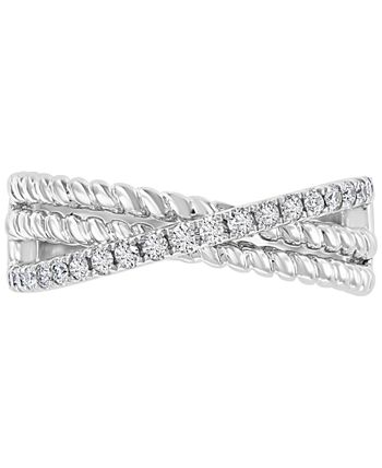 EFFY Collection - Diamond Triple Row Crossover Ring (1/4 ct. t.w.) in 14k White Gold