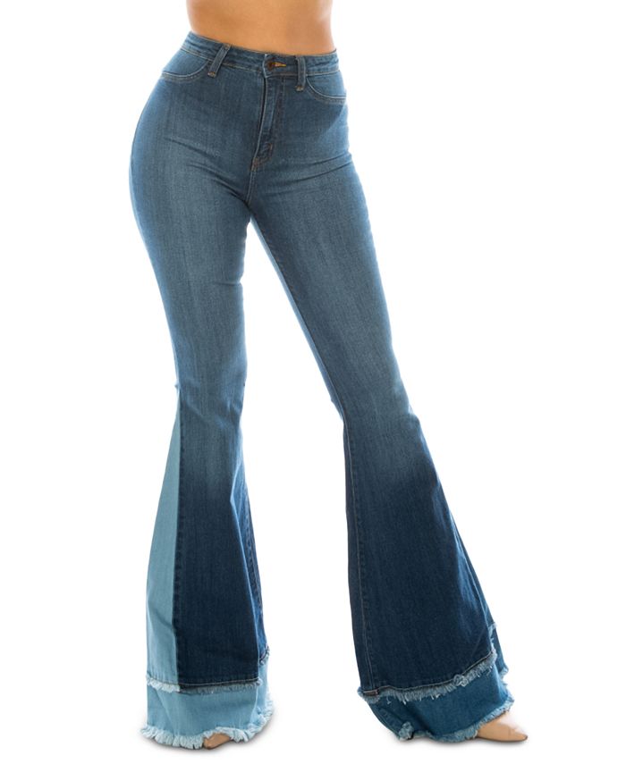 Super High Waisted Color Block Distressed Flare Jeans – Aphrodite
