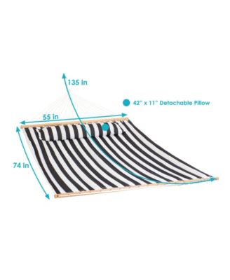 Sunnydaze Decor Two-Person Quilted Fabric Hammock with Spreader Bars - 450 lb Weight Capacity