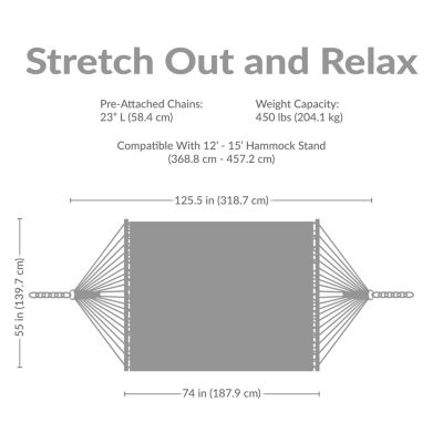 Sunnydaze Decor Two-Person Quilted Fabric Hammock with Spreader Bars - 450 lb Weight Capacity