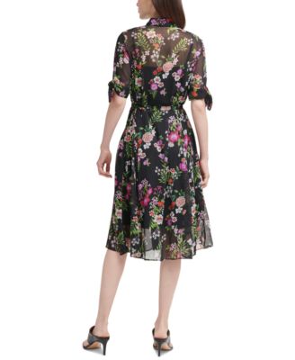 Calvin Klein Floral-Print Chiffon Midi Dress