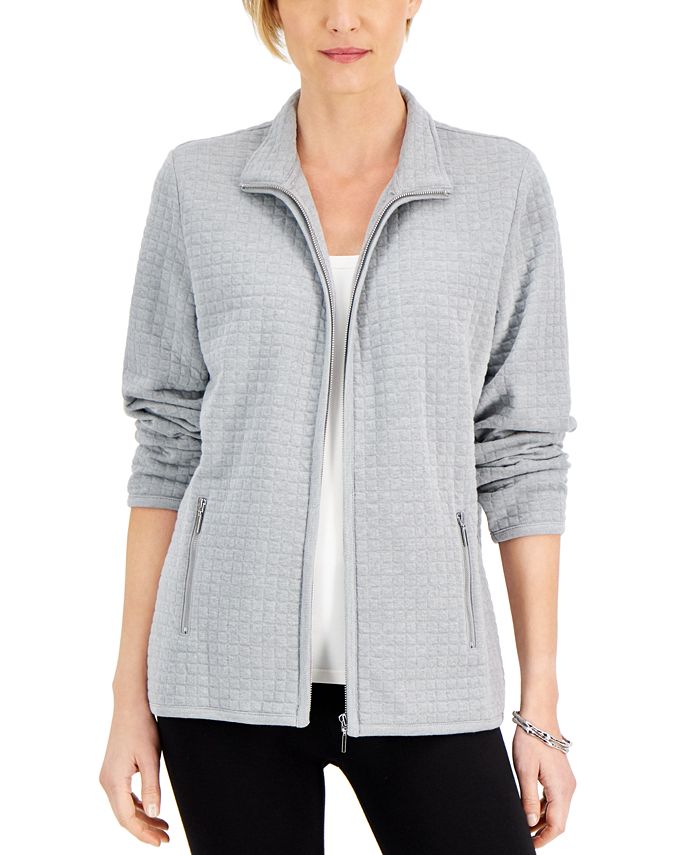 Karen Scott Quilted Fleece Jacket, Created for Macy's & Reviews ...