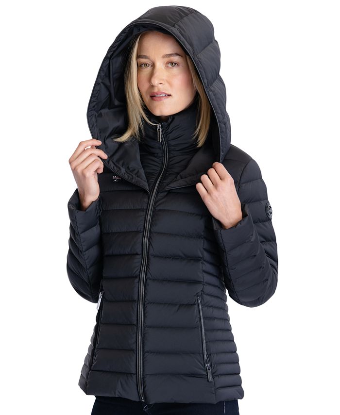 Michael Kors Women's Hooded Stretch Packable Down Puffer Coat
