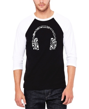 Men's Music Note Headphones Raglan Baseball Word Art T-shirt