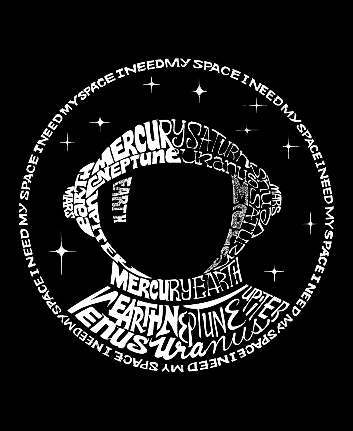 Men's I Need My Space Astronaut Raglan Baseball Word Art T-shirt - Gray