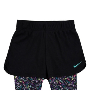 Nike Little Girls Mesh Layered Shorts