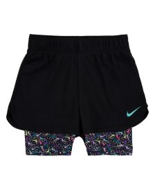 Little Girls Mesh Layered Shorts