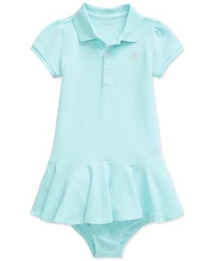 Ralph Lauren Baby Girls Pique Polo Dress & Bloomer Set