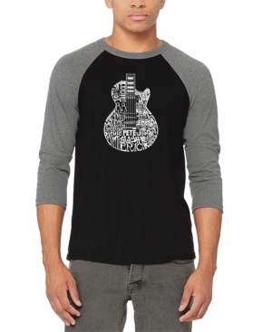 Men's Rock Guitar Head Raglan Baseball Word Art T-shirt