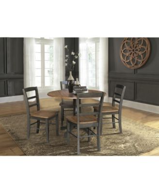 42" Dual Drop Leaf Pedestal Dining Table with 4 Madrid Ladderback Chairs, 5 Piece Dining Set