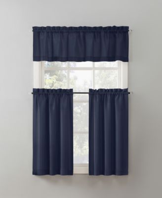 Martine Microfiber Semi-Sheer Rod Pocket Kitchen Curtain Valance and Tiers Set