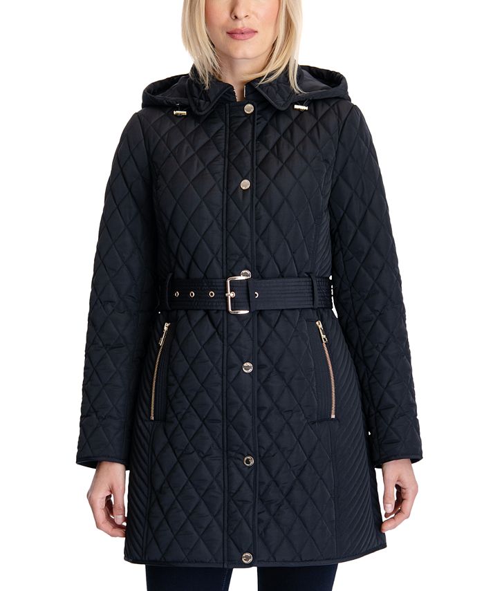 Michael Kors Women's Hooded Quilted Belted Jacket & Reviews - Coats ...