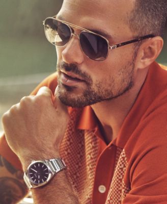 Men's Everett Silver-Tone Stainless Steel Bracelet Watch 42mm