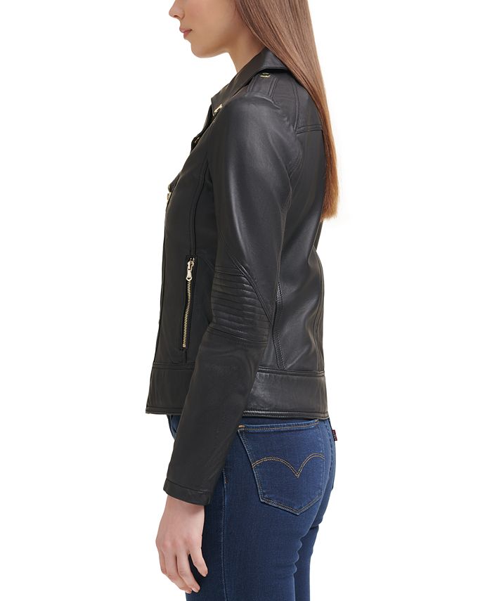 GUESS Leather Moto Coat, Created for Macy's & Reviews Coats & Jackets
