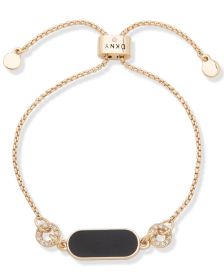 Gold-Tone Pavé Circle & Jet Resin Slider Bracelet