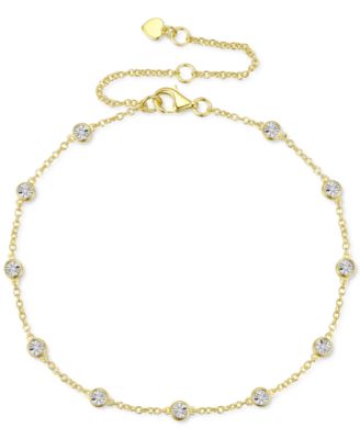 Diamond Bezel Chain Bracelet (1/10 ct. t.w.) in Sterling Silver, 14k Gold-Plated Sterling Silver or 14k Rose Gold-Plated Sterling Silver