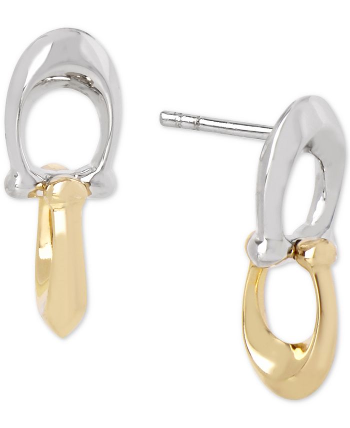 COACH Two-Tone Signature C Double Drop Earrings & Reviews - Earrings -  Jewelry & Watches - Macy's