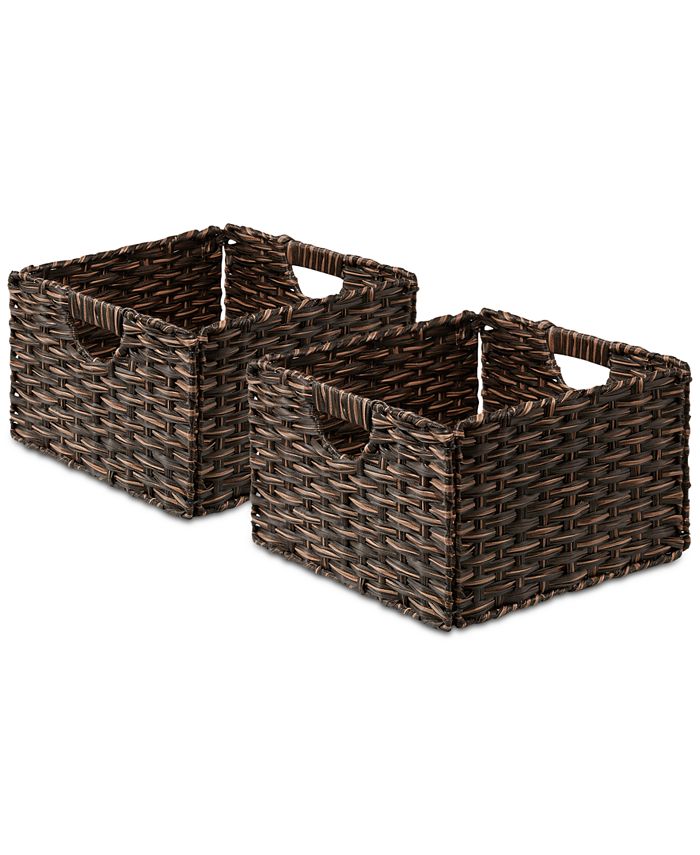 Seville Classics Foldable Handwoven Cube Storage Baskets, Set of 2 Macy's