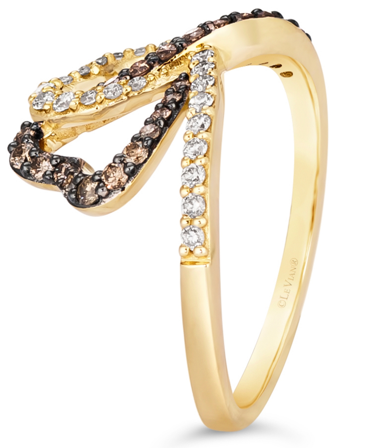 Le Vian Chocolate Diamond (1/4 ct. t.w.) & Nude Diamond (1/4 ct. t.w.) Interlocking Heart Ring in 14k Rose, Yellow or White Gold