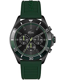 Men's Chronograph Tiebreaker Green Silicone Strap Watch 44mm