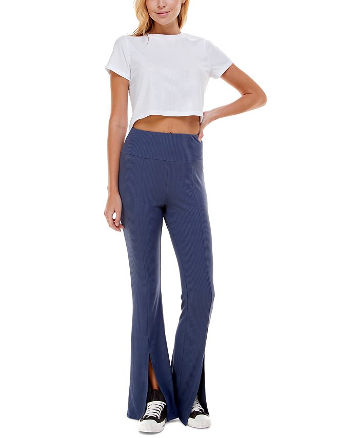 Ultra Flirt Juniors' Ribbed-Knit Flare Pants - Macy's