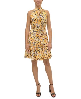 floral print a line dress