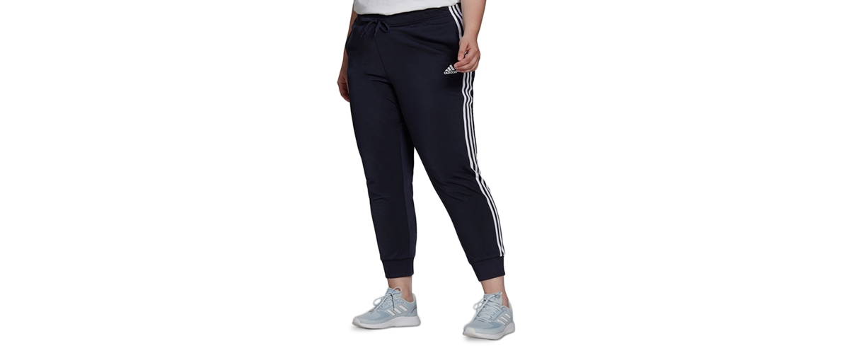adidas Women's Essentials Warm-Up Slim Tapered 3-Stripes Track Pants, Xs-4X -white