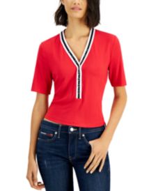 Contrast-Trim Cropped Ribbed Top