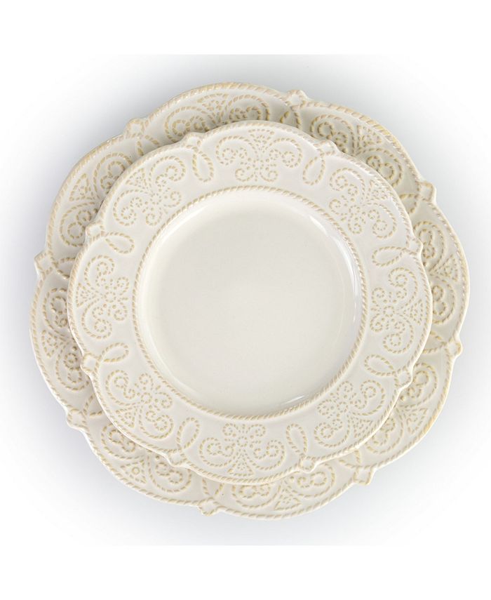 Elama Luna Embossed Scalloped Dinnerware Set of 16 Pieces Macy's