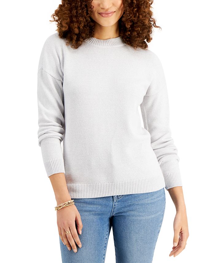 Style & Co Petite High-Crewneck Sweater, Created for Macy's - Macy's