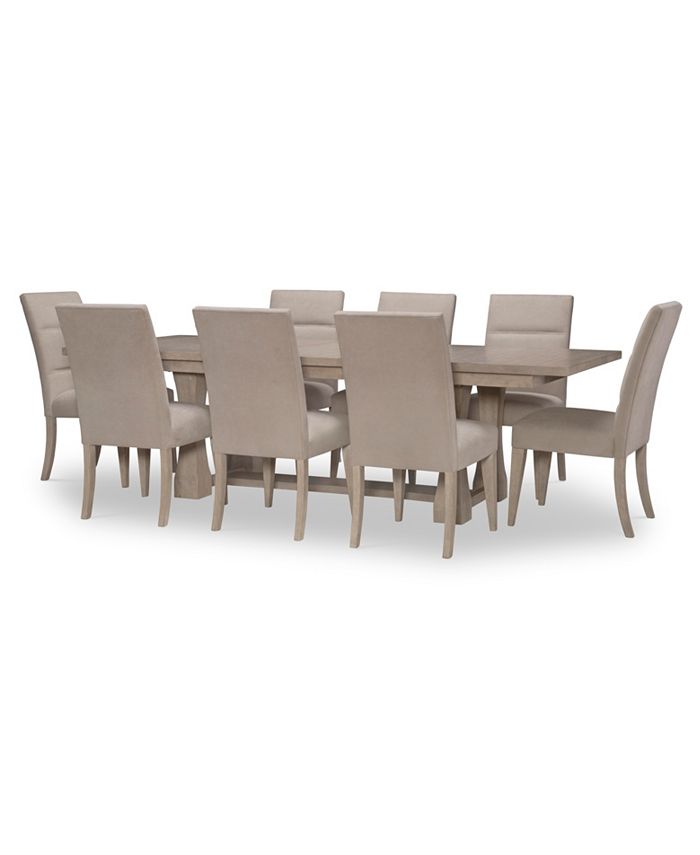 Furniture - Milano 9pc Dining Set(Table & 8 Upholstered Back Side Chairs)
