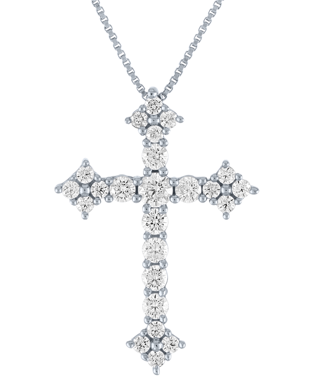 Forever Grown Diamonds Lab-Created Diamond Cross Pendant Necklace (3/4 ct. t.w.) in Sterling Silver, 16" + 2" extender