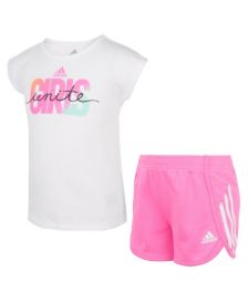 Toddler Girls Short Sleeve Graphic T-shirt and Shorts Set