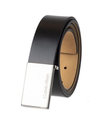 Men's Casual Belt with Engraved Plaque Buckle