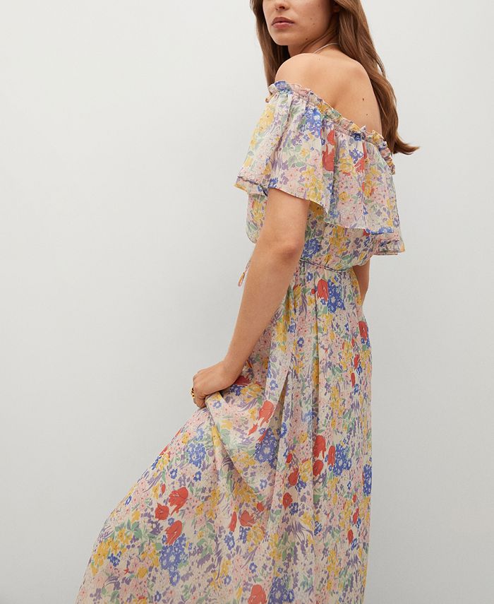 MANGO Ruffled Floral Dress - Macy's