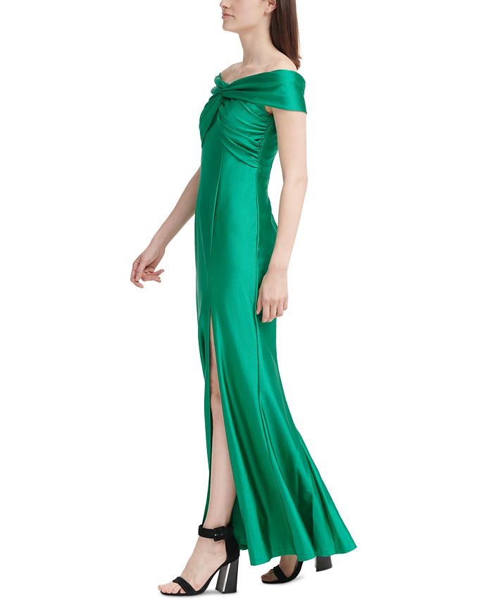 Calvin Klein Twisted Off-The-Shoulder Gown - Macy's