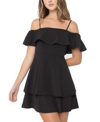 B Darlin Juniors' Ruffled Off-The-Shoulder Dress - Macy's