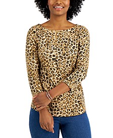Leopard Print 3/4-Sleeve Top, Created for Macy's