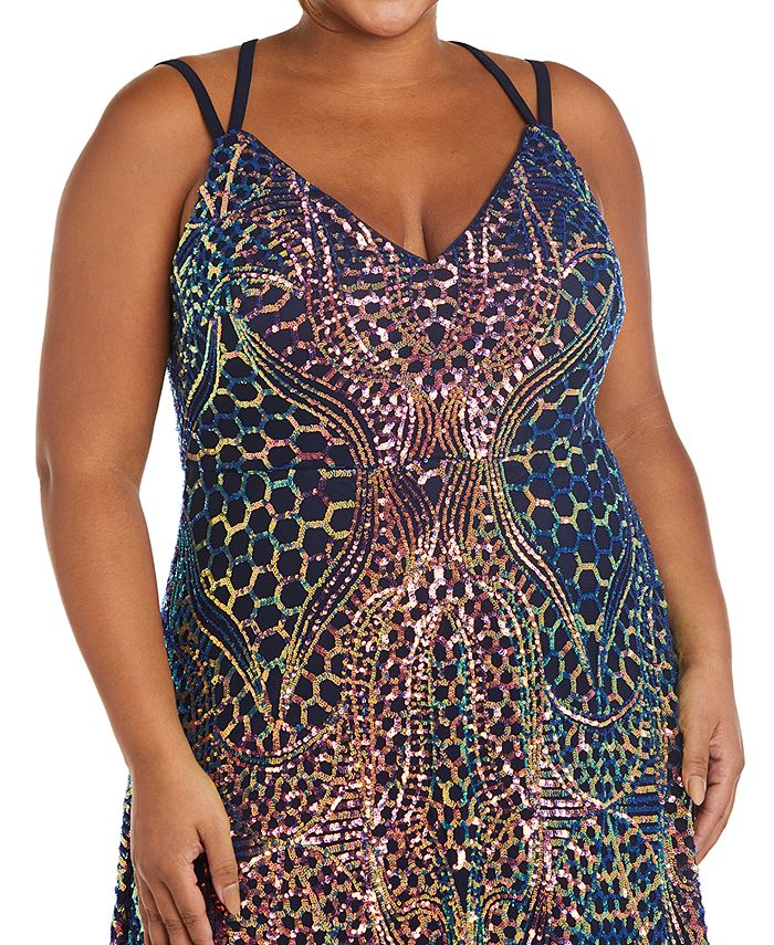 sequin strappy back gown